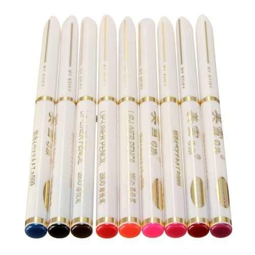 9 Colors Waterproof Lip liner Automatic Rotation Eyeliner Pen Pencil